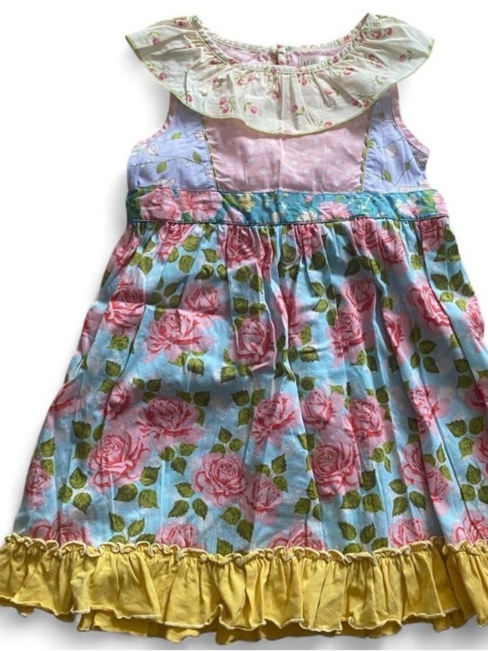 Matilda Jane Pink Blue Yellow Floral Ruffle Dress